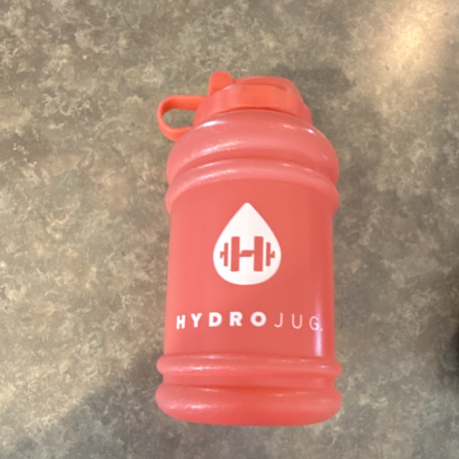 HydroJug 64 oz Orange Plastic Reusable Water Bottle, Flip Top, Gym Theme