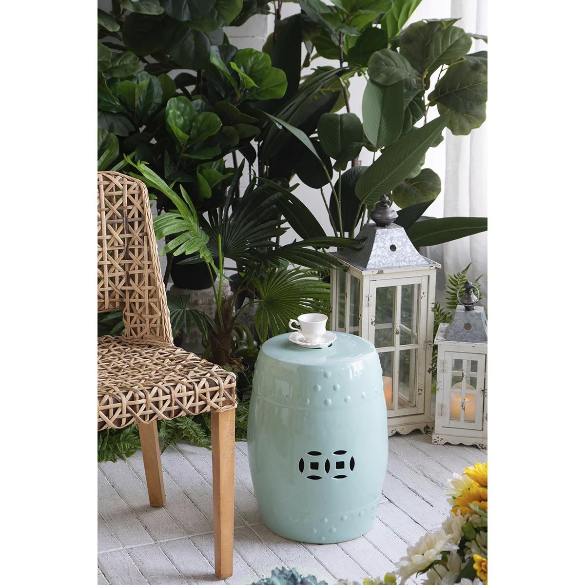 A&B Home 68136-LTBL Barrel 17.7 inch Blue Stool