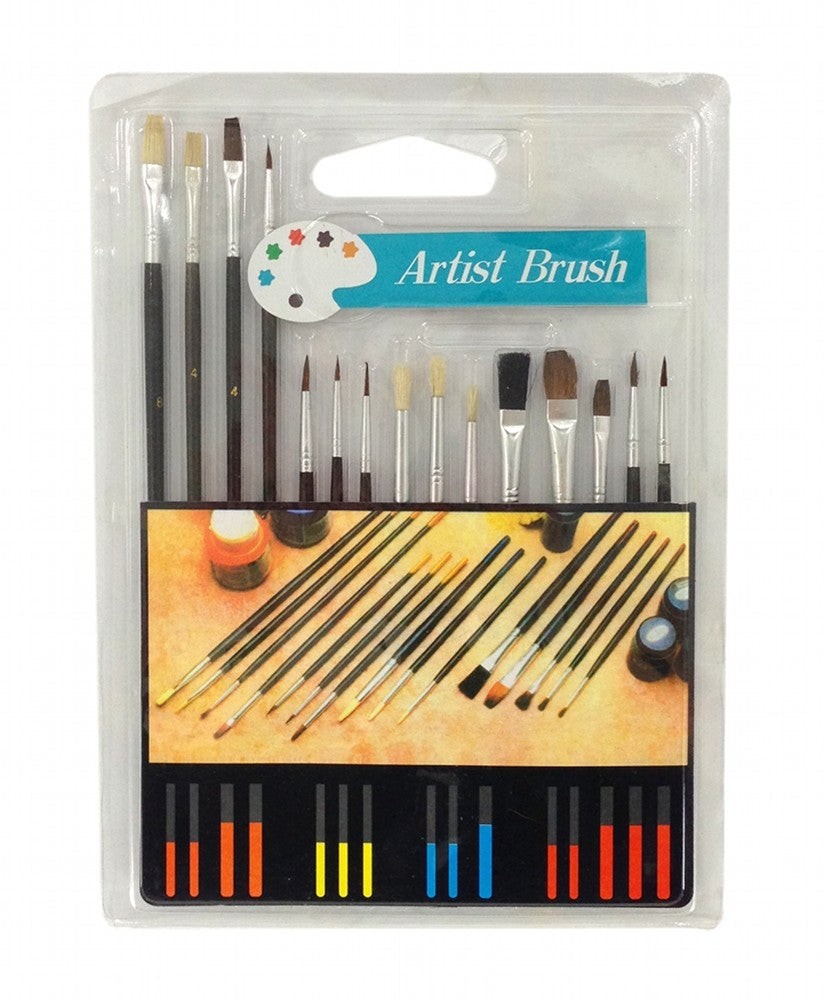 15pc Artist Paint Brush Set All Purpose for Oil Watercolor Acrylic Paints Brush