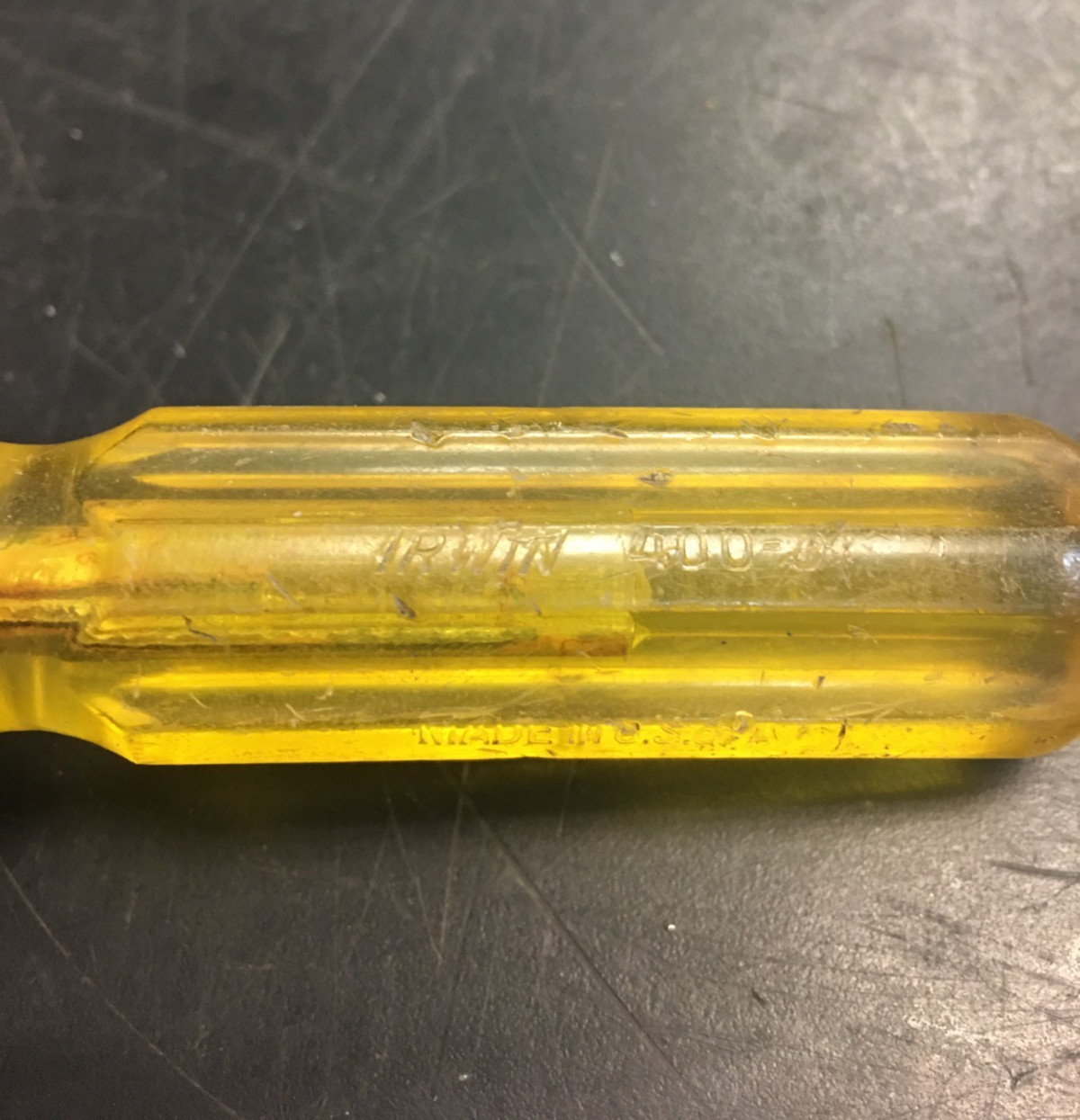 Irwin 400-3 Flat Head Screwdriver Yellow Handle USA