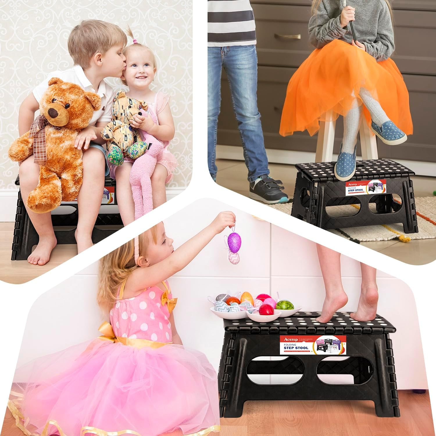 ACSTEP Folding Step Stool,15-Inch Extra Wide 9Inch Height Heavy Duty Stepping St