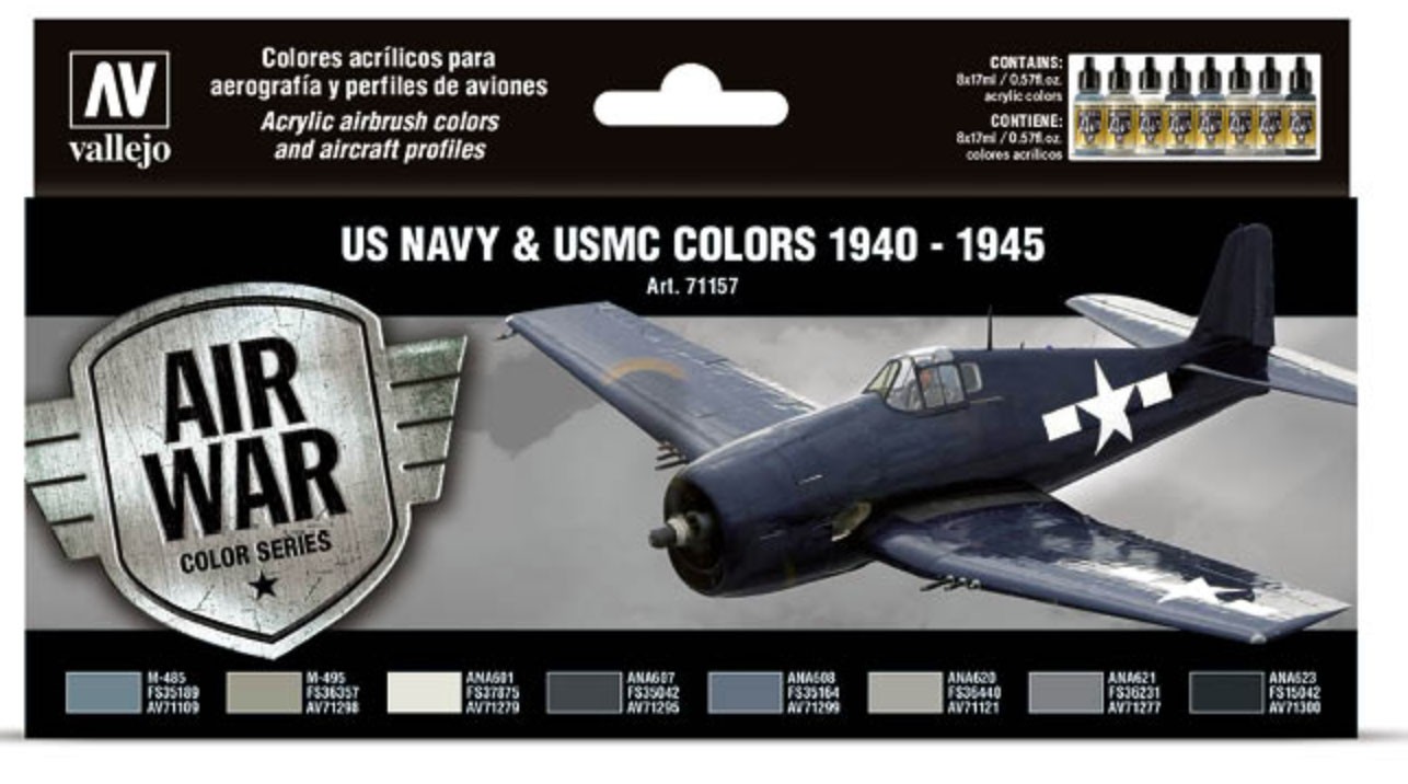 Vallejo 71157 USN & USMC 1940-1945 Model Paint Set (8 Colors)