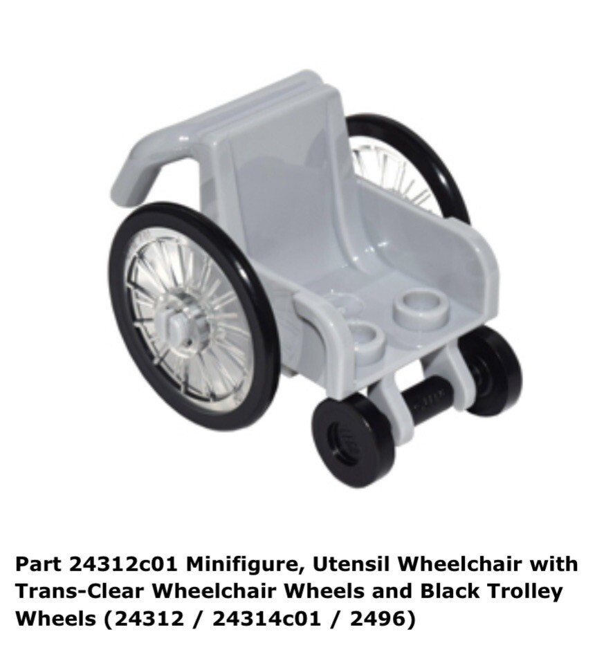 Lego City Mini Figures Wheelchair / Light Bluish Gray Wheel Chair Utensil