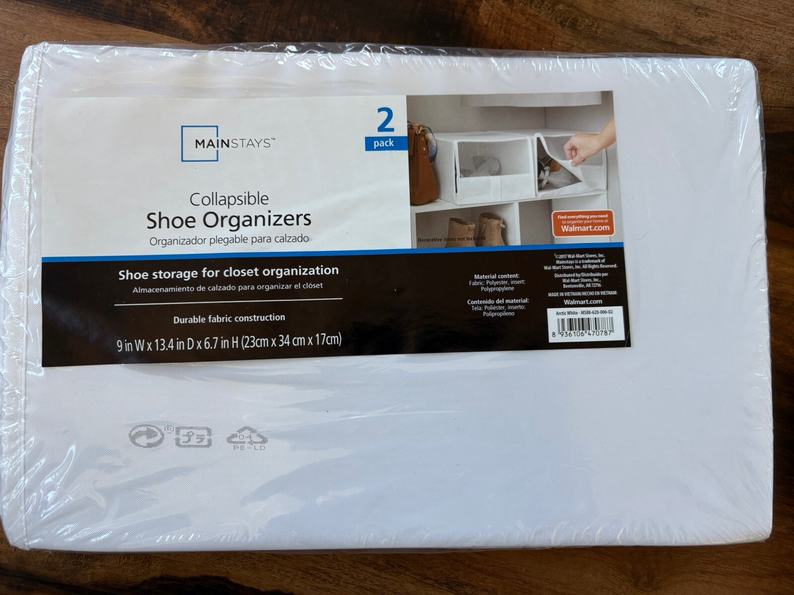 Mainstay Collapsible 2 Pack Shoe Organizers Fabric