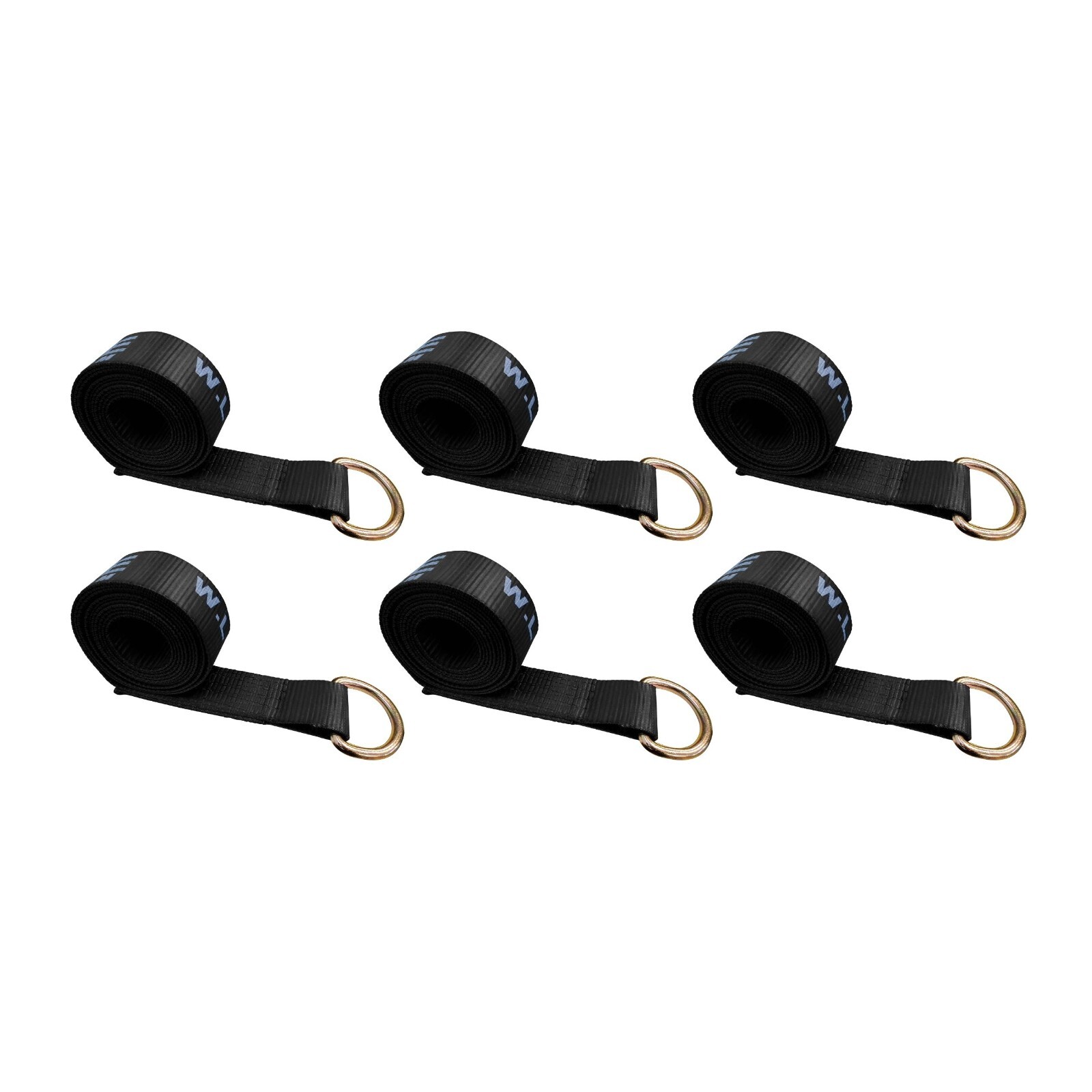 6 Pack 2" x 10' Lasso Strap w/ D Ring Auto Tie Down for Tow Truck Wheel Lift