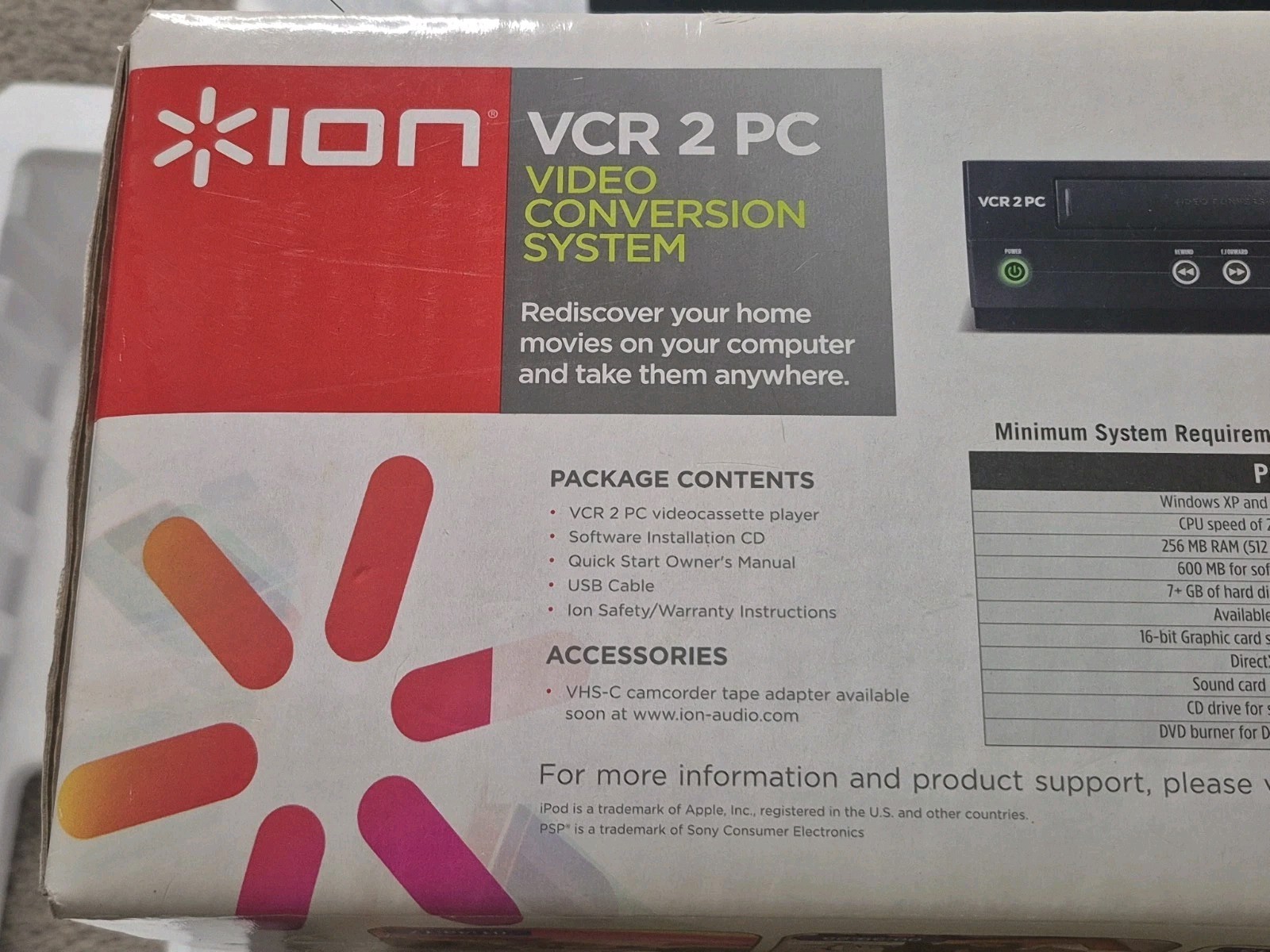 ION VCR 2 PC USB VHS Video to Computer Conversion System