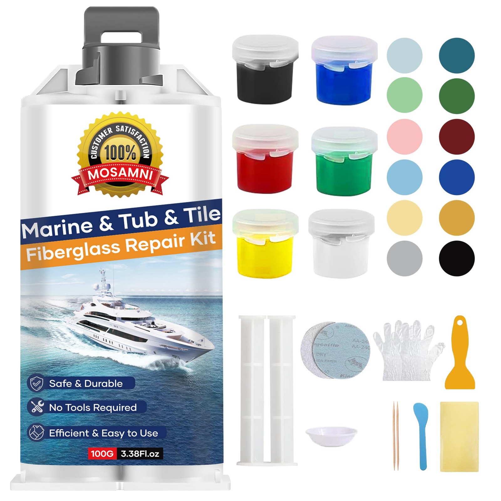 Marine Fiberglass Repair Kit, Color Matching Gel Coat Repair Kit for Boats, G...