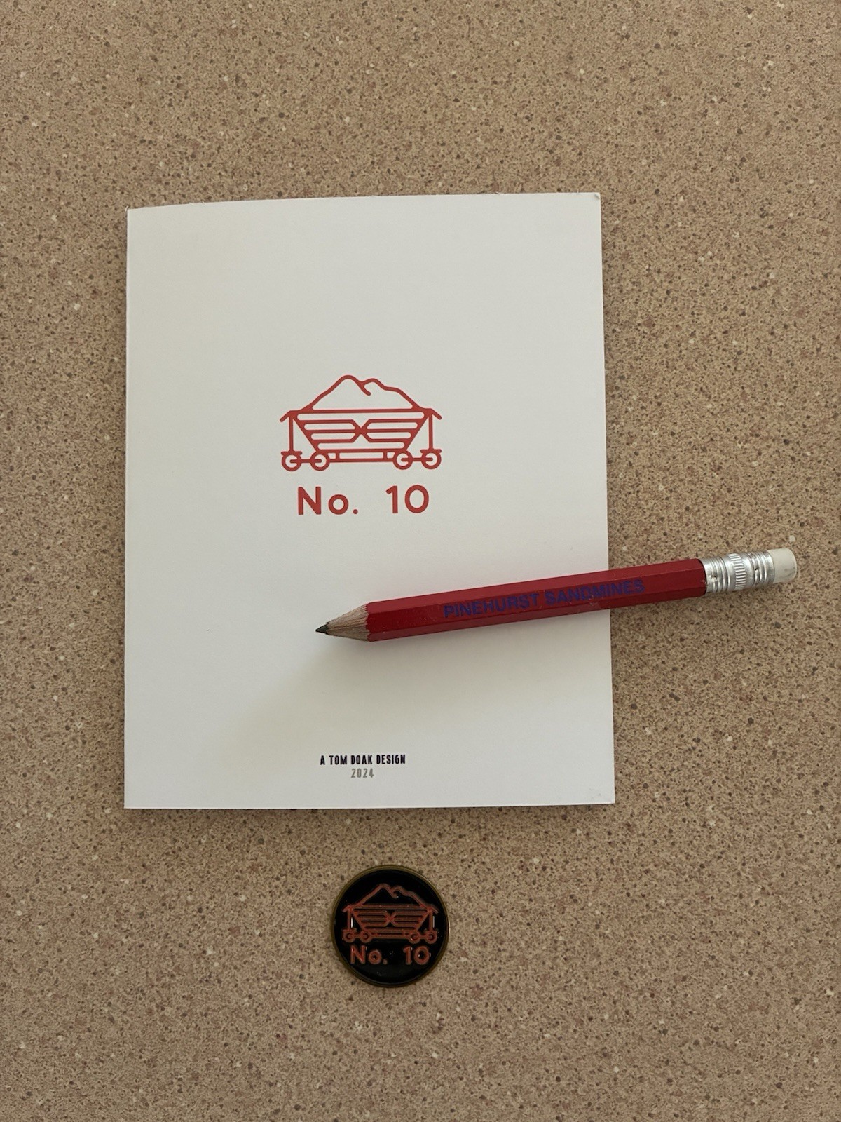 Pinehurst No. 10 Golf Ball Marker Coin Sandmines Top 100 Scorecard Pencil