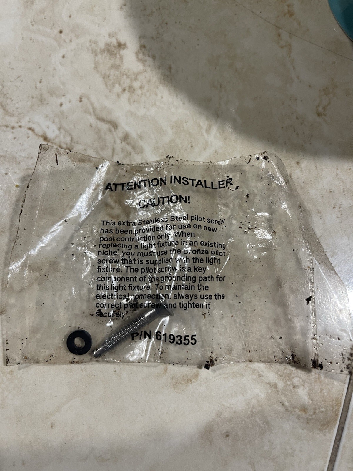 Pentair 619355 Stainless Steel Pilot Screw with Washer. New in Packaging.