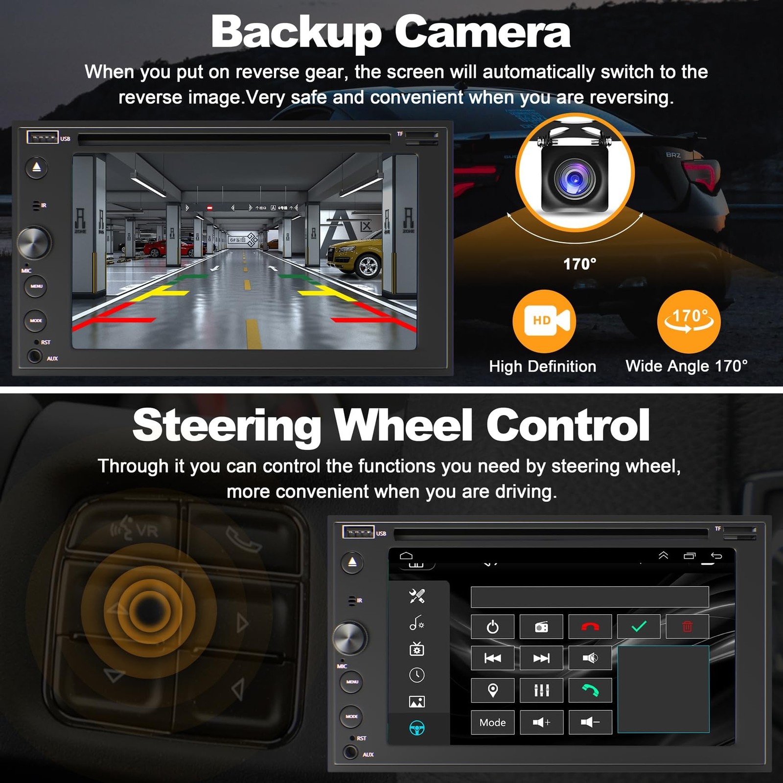 Double Din Car Stereo with CD/DVD Player Apple Carplay & Android Auto, 7 Inch...