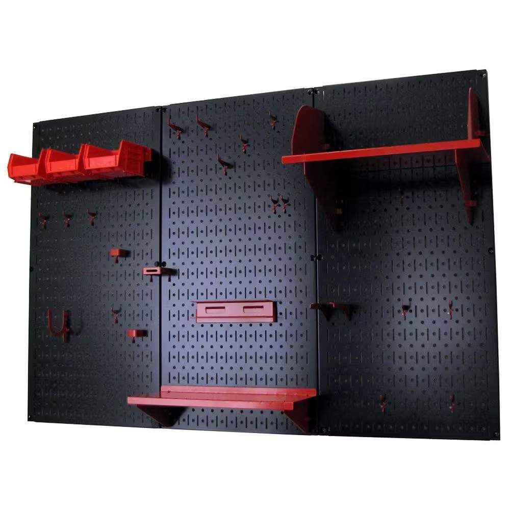 32 In. X 48 In. Metal Pegboard Standard Tool Storage Kit with Black Pegboard and