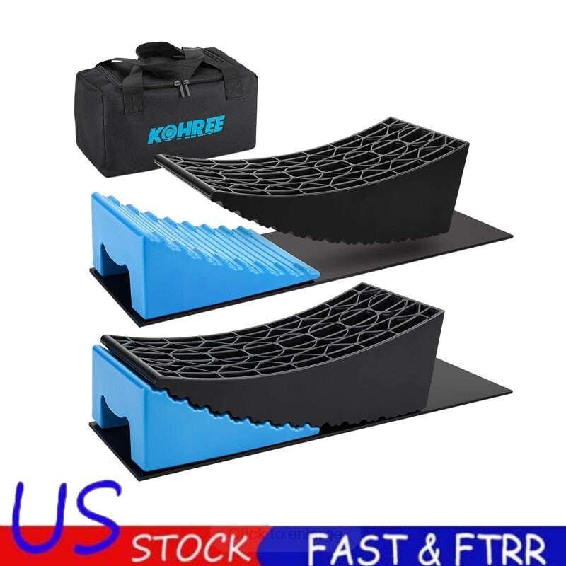 Camper Leveler Up to 35,000 lbs 2 Packs Sturdy RV Curved Levelers with 2 Chocks