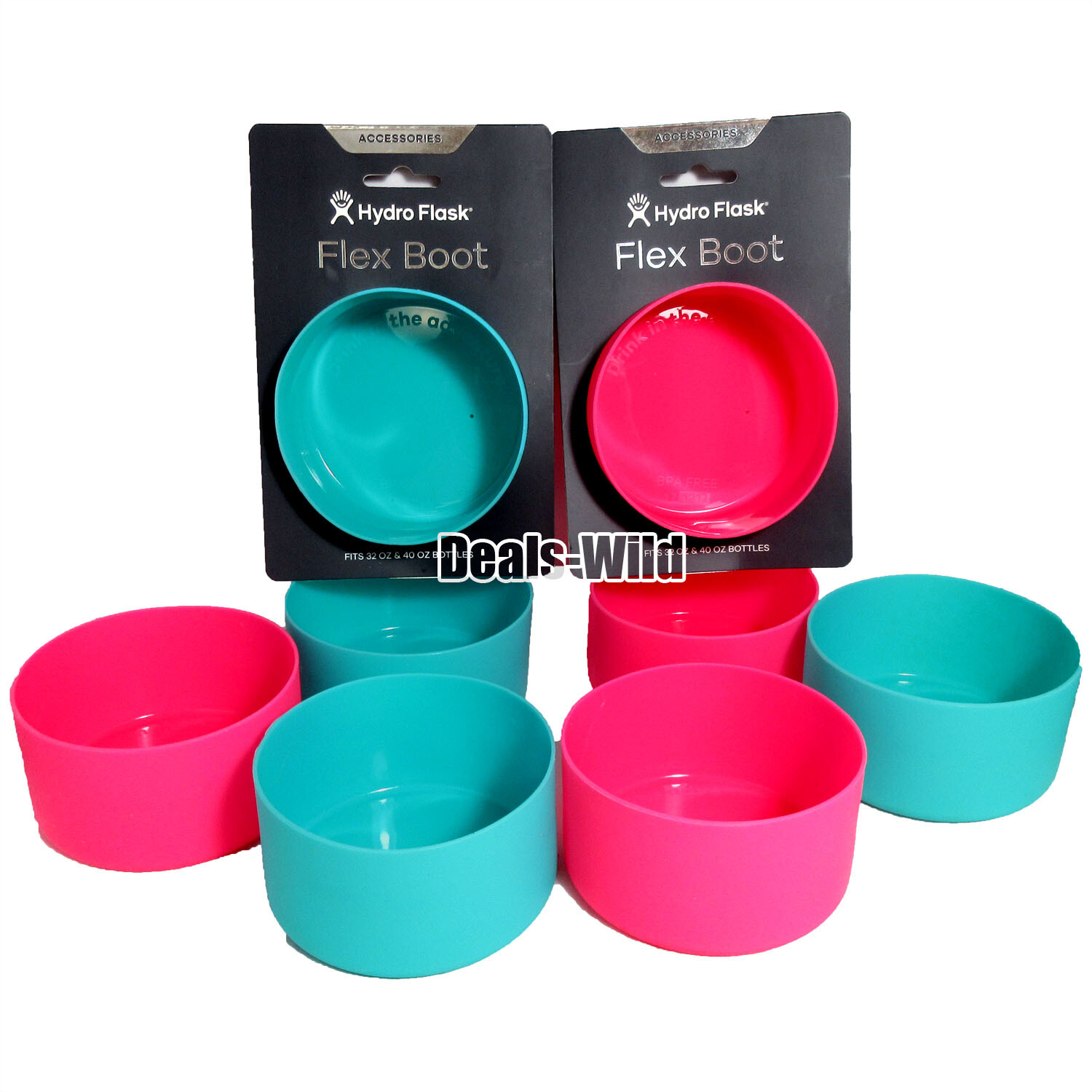 Genuine Hydro Flask Boot Cover Sleeve Flex Fit Medium 32oz 40oz Bottle PINK TEAL