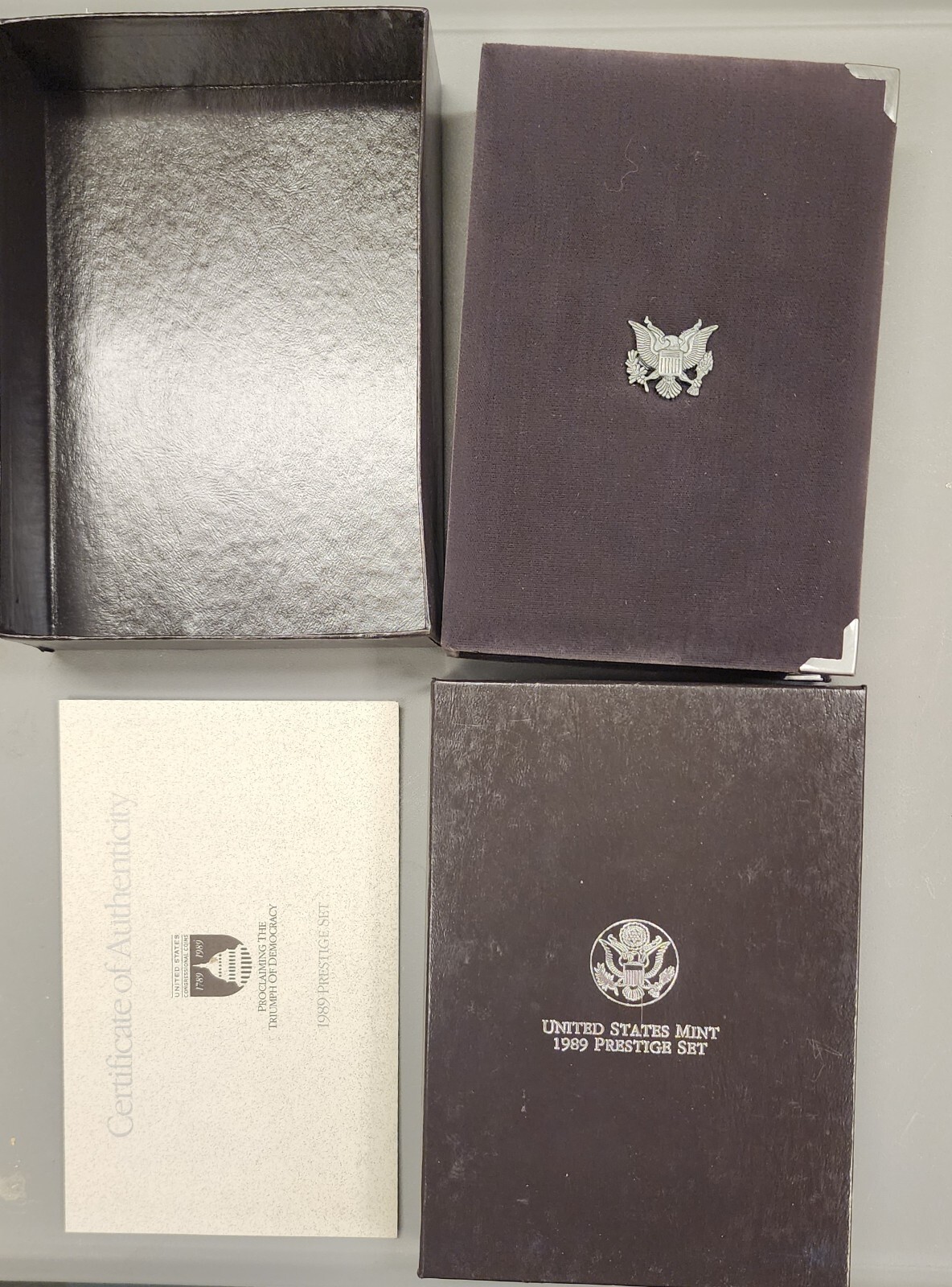 1989-S Prestige Proof Set U.S. Mint Original Box COA Congressional Silver Dollar