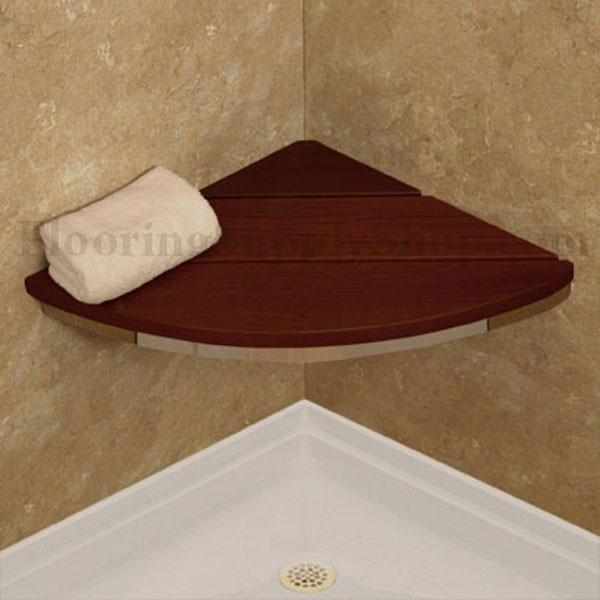 Invisia Shower and Bath Corner Benches Brazilian walnut Support up-to 500 lb