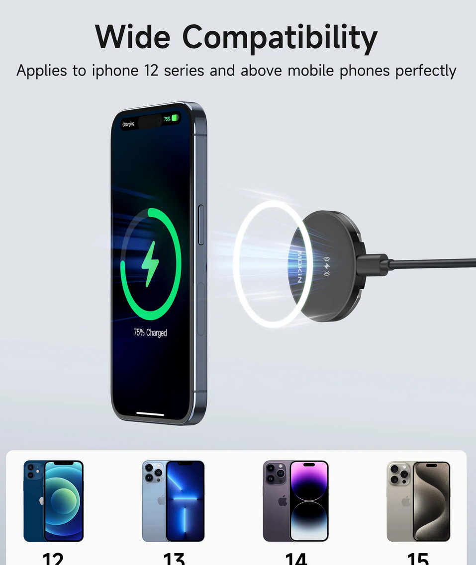 15W Magnetic Wireless Fast Charger - MODEL MOWA0201 - BLACK
