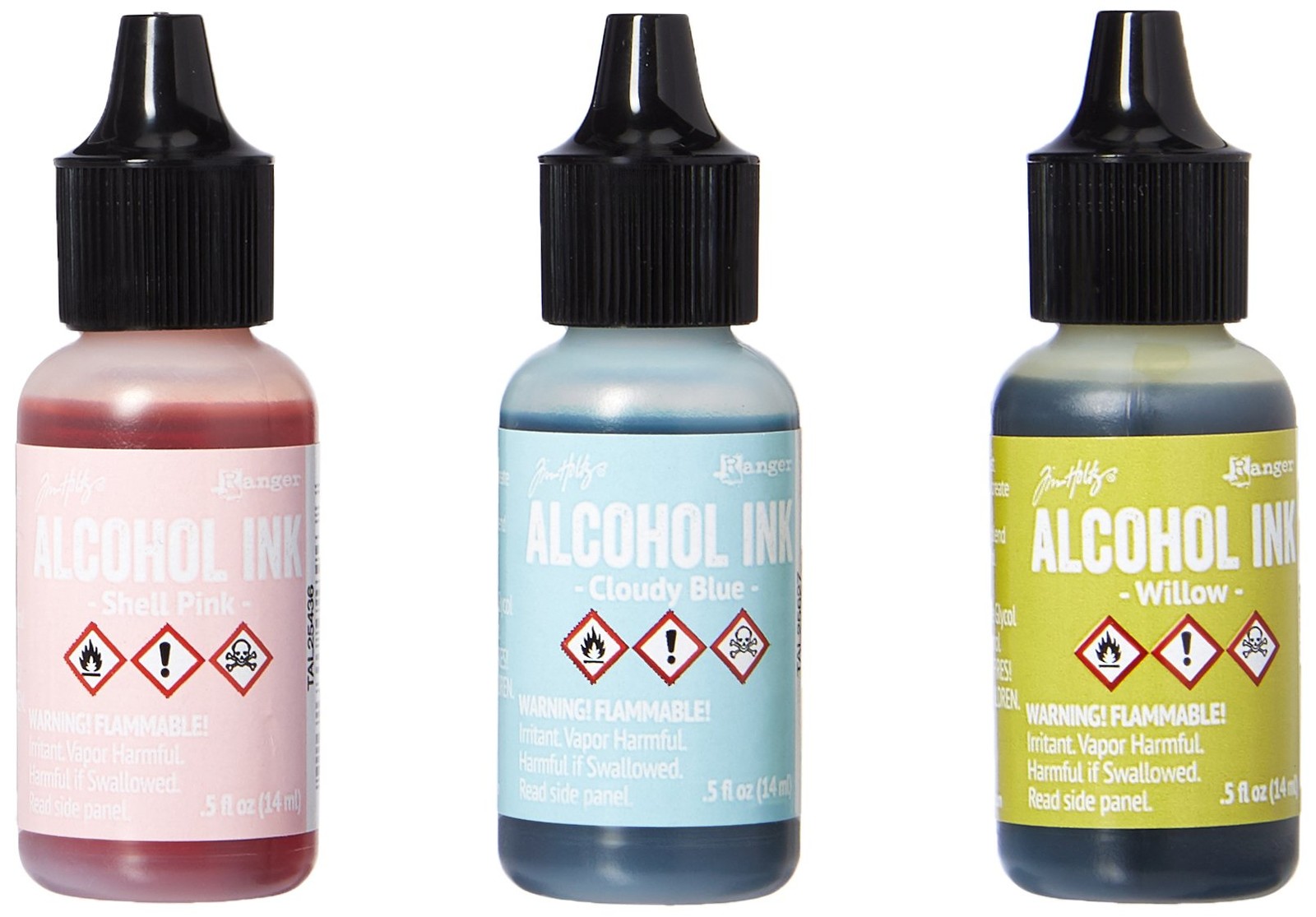 Tim Holtz Alcohol Ink .5oz 3/Pkg, Countryside-Shell Pnk/Willow/Cloudy Blue