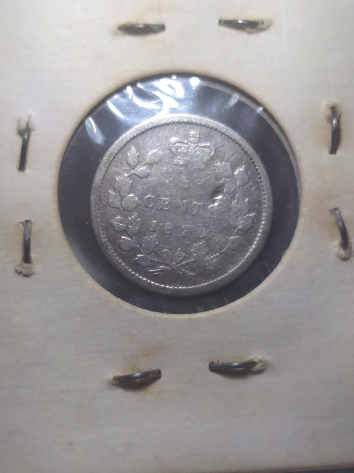 1870-Wide- Canada Silver 5 Cent. G-4 Detail, Major Die Crack Error-(Q6664)