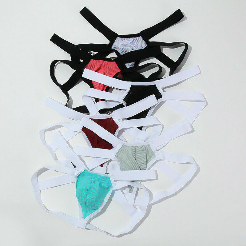 Men's Sexy Jockstrap Underwear Elastic Strap Mesh Thongs G-string Underpants