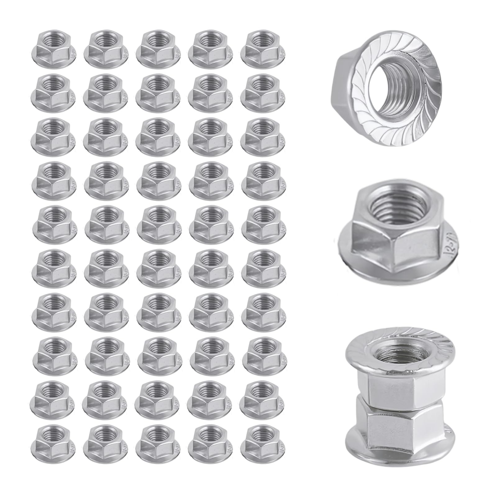 Bafemiqo 50 Pcs M8 Flange Nuts, 304 Stainless Steel Hardware Silver...