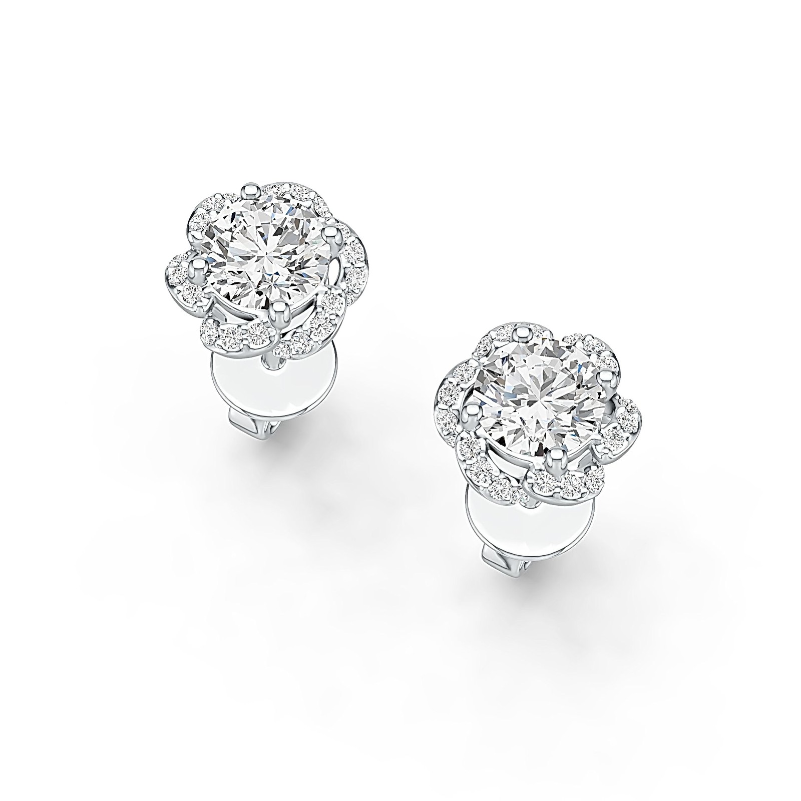 Sterling Silver Semi Mount Earrings Setting Round RD 5X5mm Flower Theme Stud