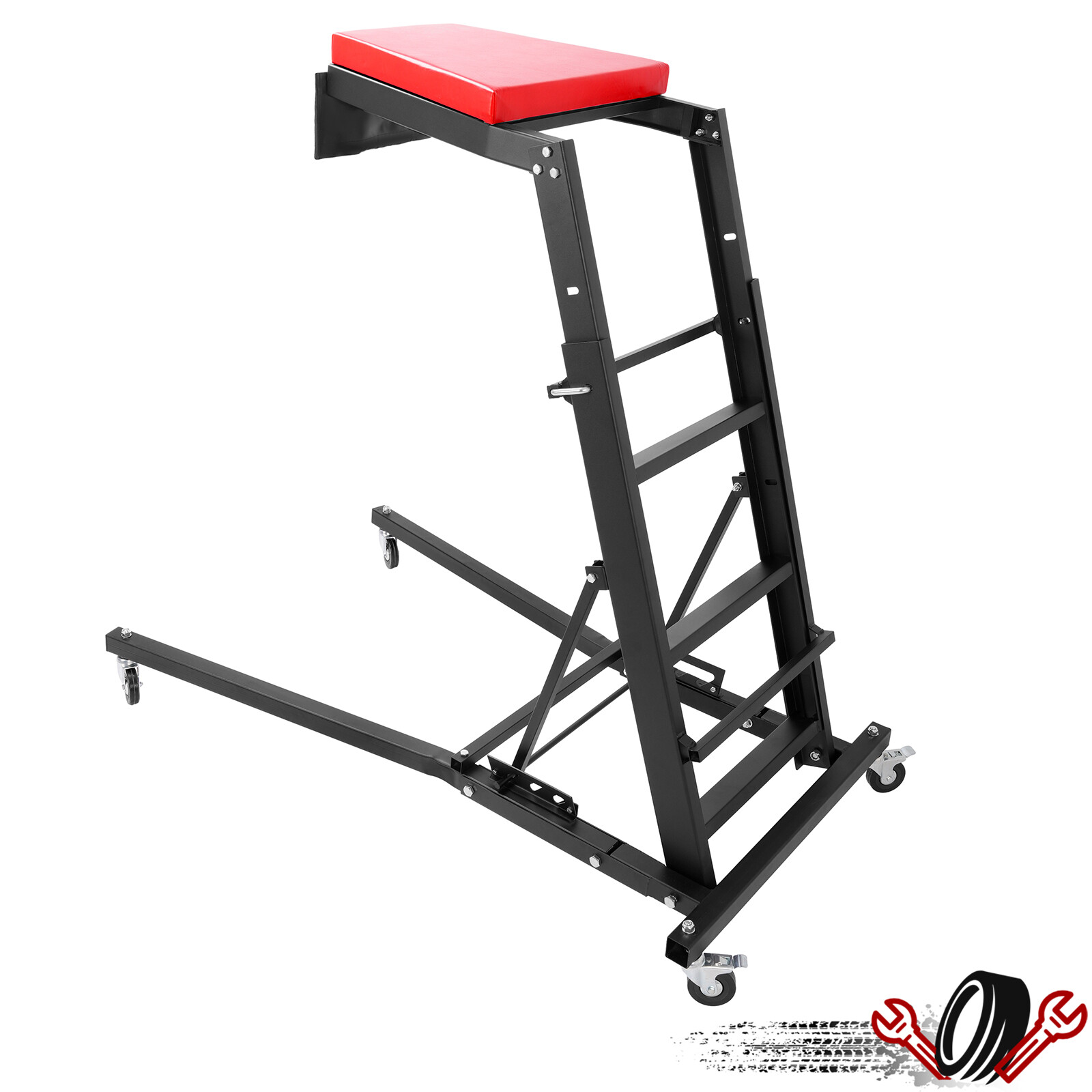 400Lbs Foldable Automotive Topside Creeper Adjustable Height Movable Ladder