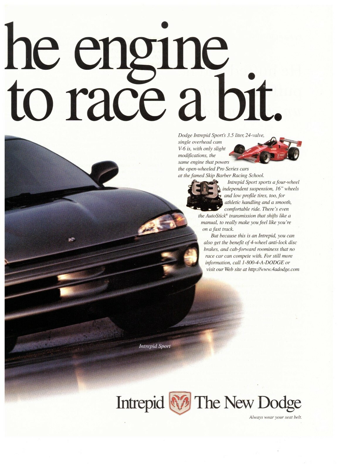 1997 Dodge Intrepid Sedan Race a Bit Double Page Vintage Print Advertisement
