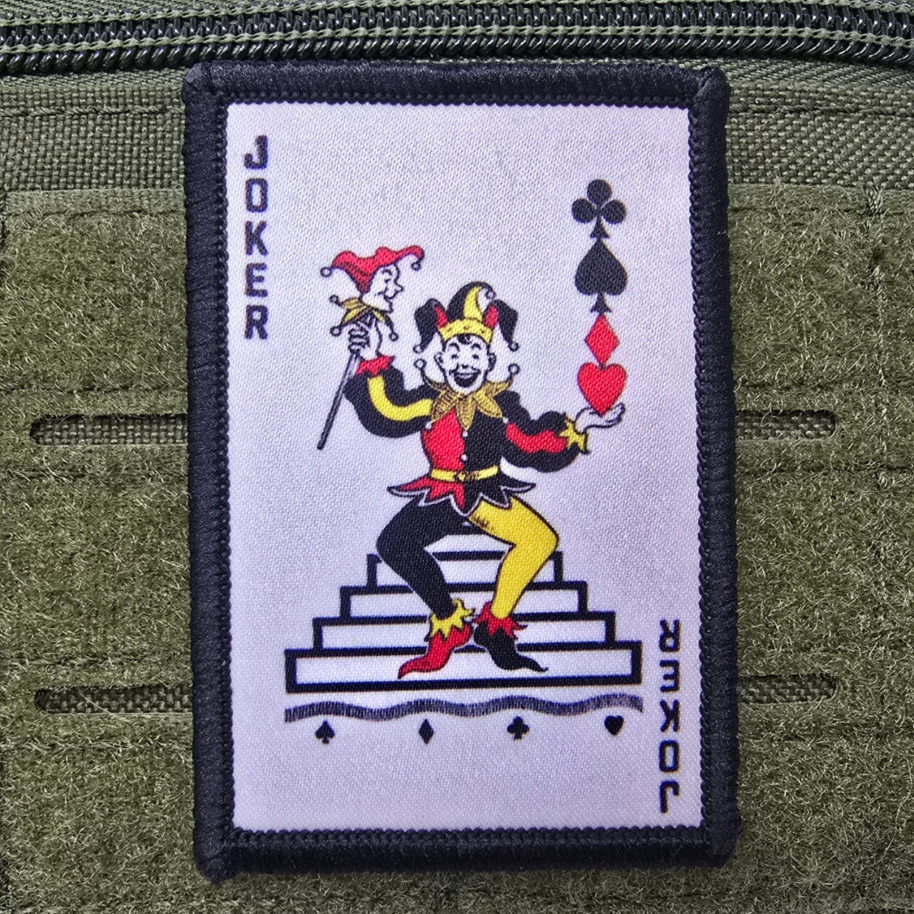 Joker Card Morale Patch Tactical Military Army USA Flag Hook & Loop 3x2