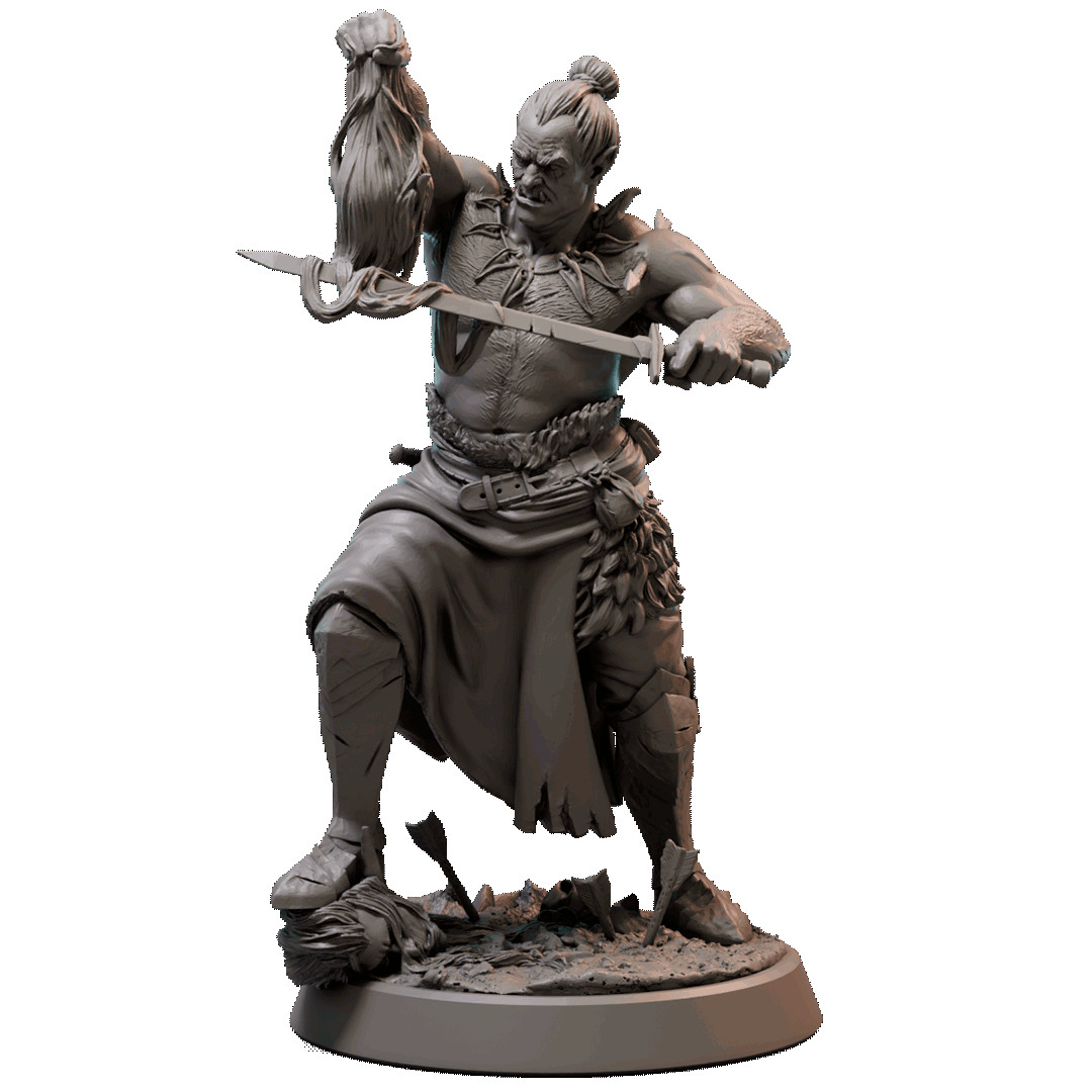 D&D Half-Orc Brute 28mm and 32mm Scale Mini TTRPG