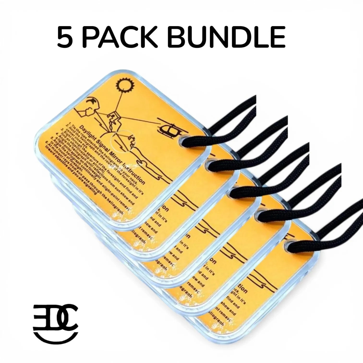 BUNDLE 5 Pack Outdoor Survival Signal Mirror, Emergency Reflective Camping Mirro