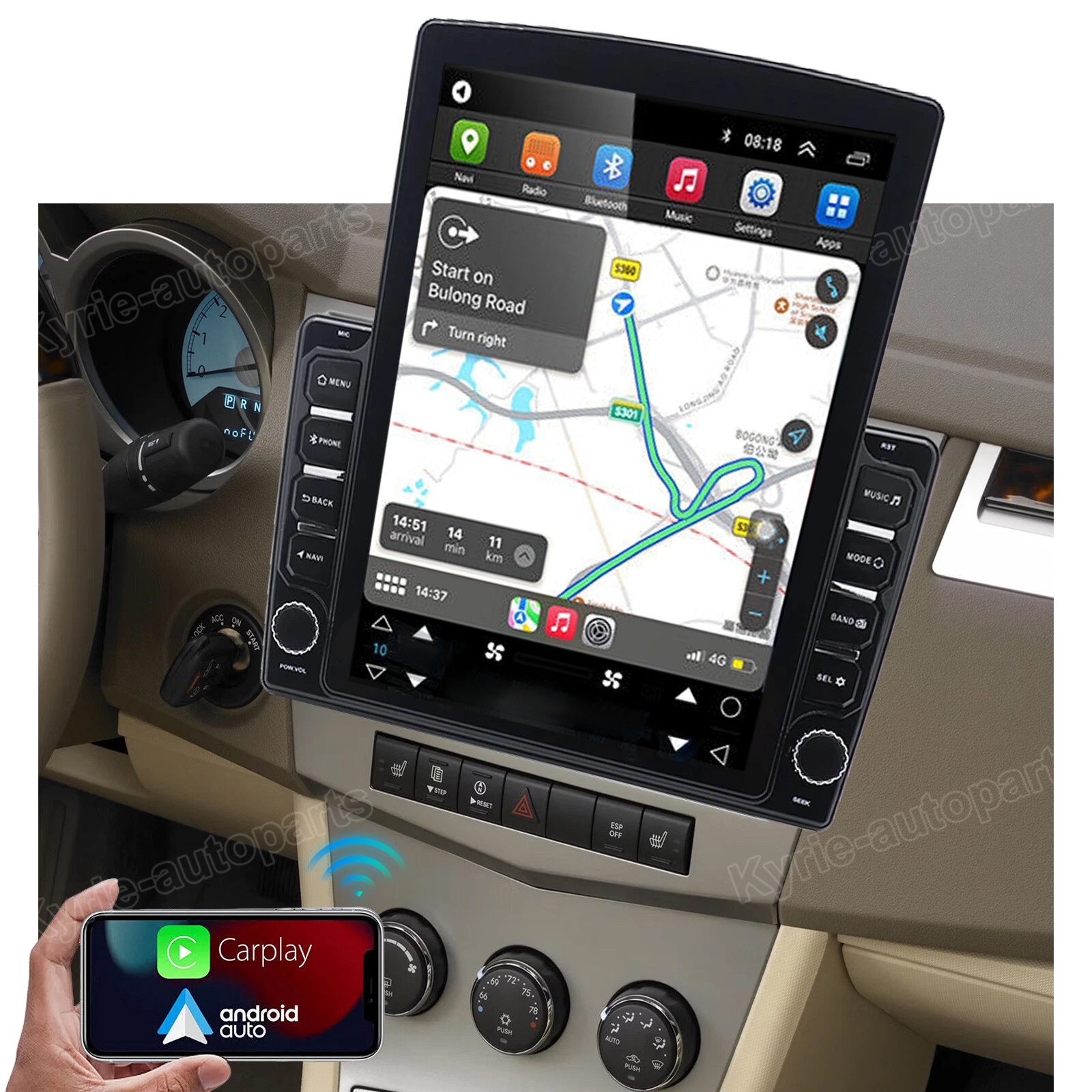 CarPlay Android 15 For 2007-2010 Chrysler Sebring Car Stereo Radio WiFi GPS FM