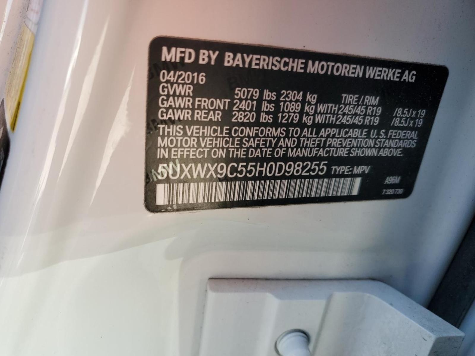 2015-17 BMW X3 Engine Fuse Box Trunk Mounted OEM Assembly