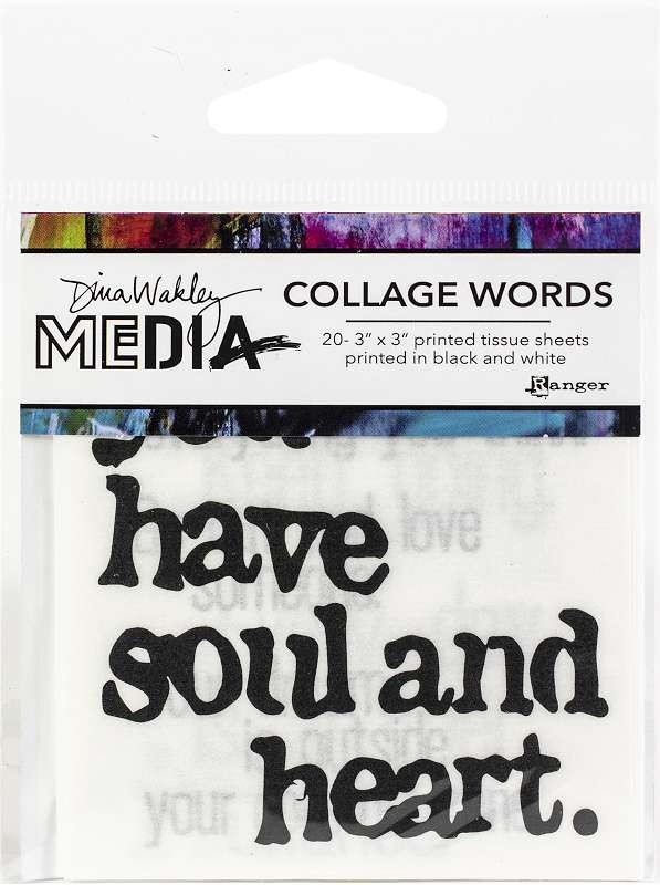 Dina Wakley Media Collage Word Pack 3"X3" 20/Pkg #2