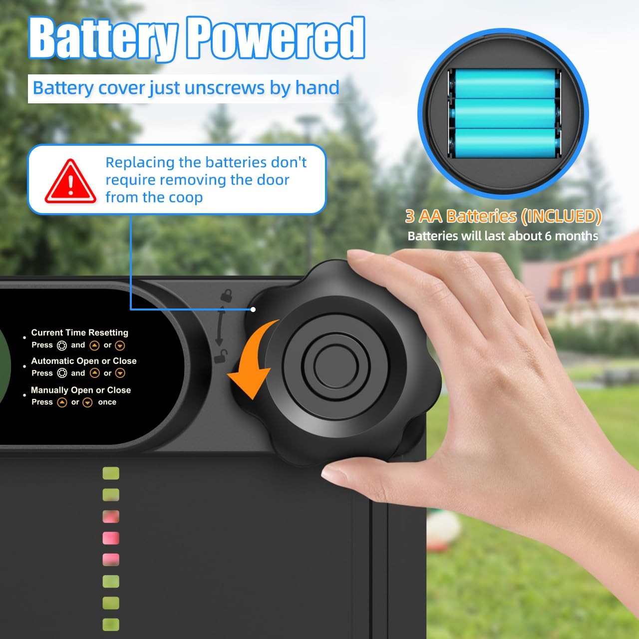 Automatic Chicken Coop Door Battery Powered, LCD Display Large Aluminum Auto ...