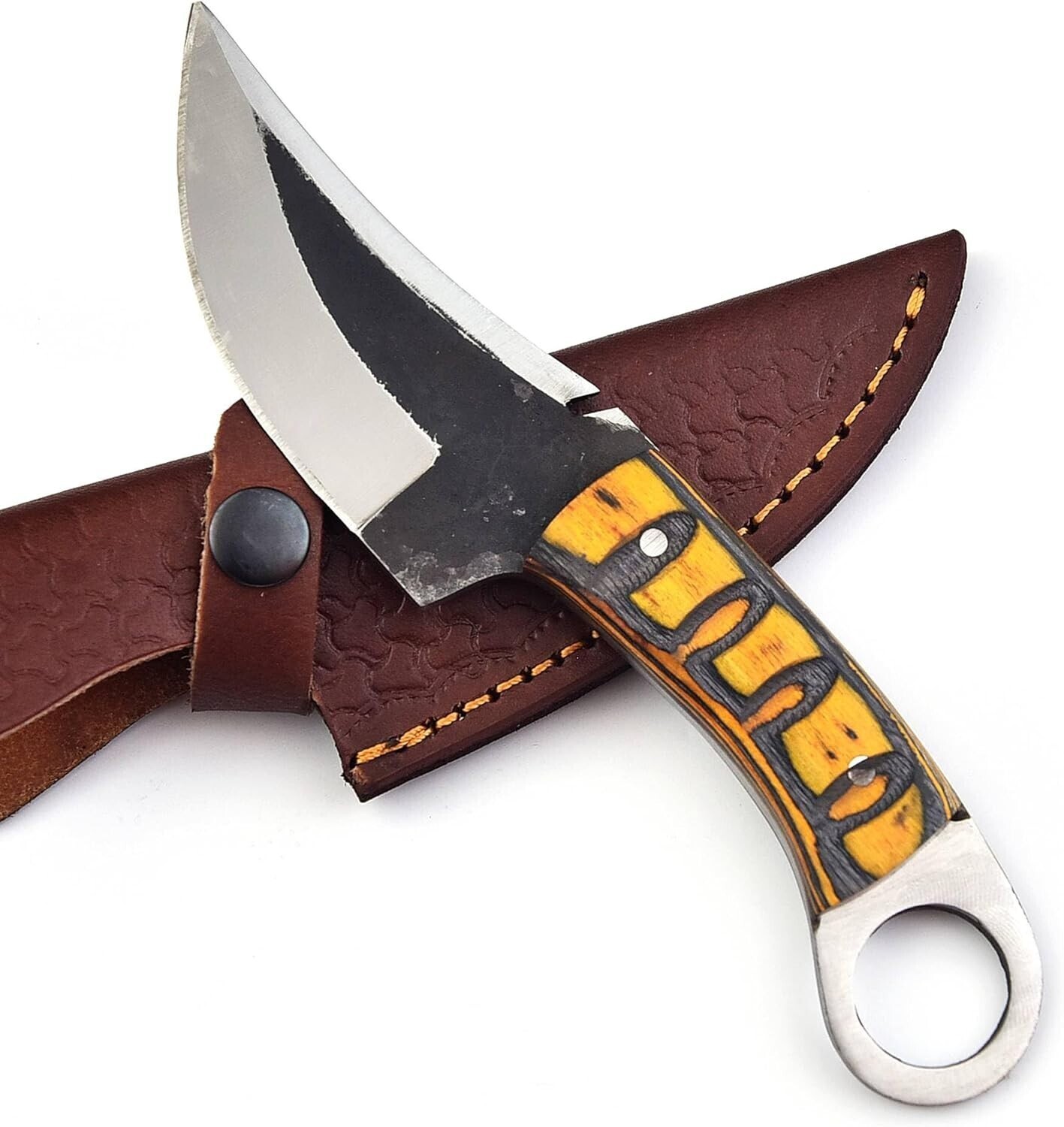 Hand-Forged Bushcraft Tracker Knife – Carbon Steel Full Tang Hunting Knife Sheat