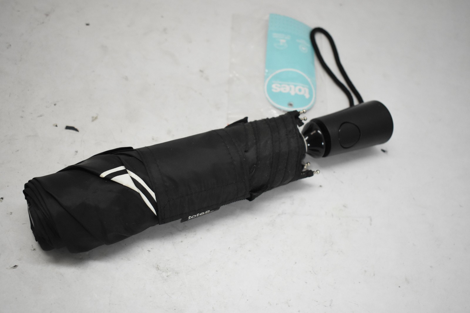 Totes Automatic Open Compact Umbrella Black 42in Company Branded Logo