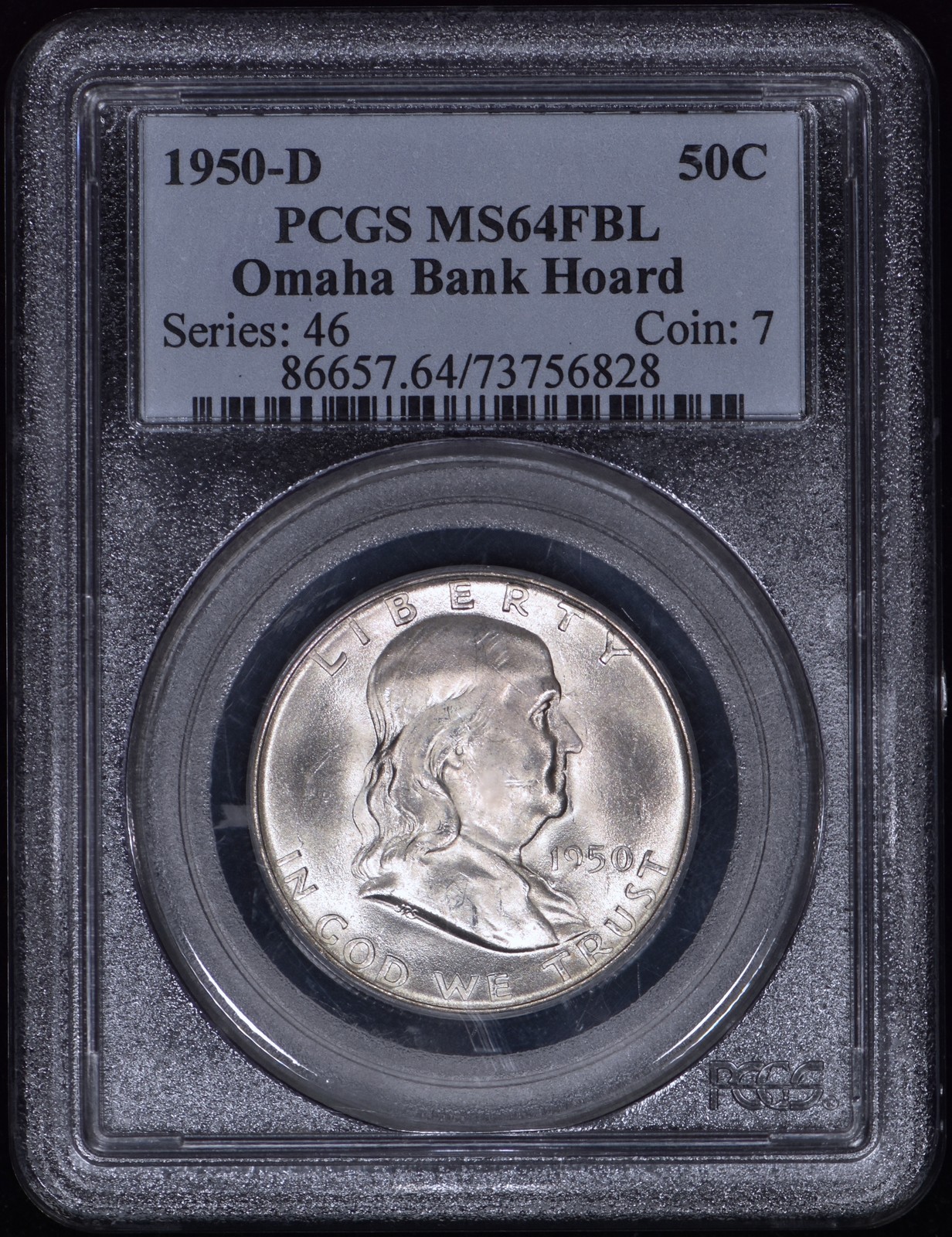 1950-D Franklin Half Dollar 50c PCGS MS64 FBL "Omaha Bank Hoard"