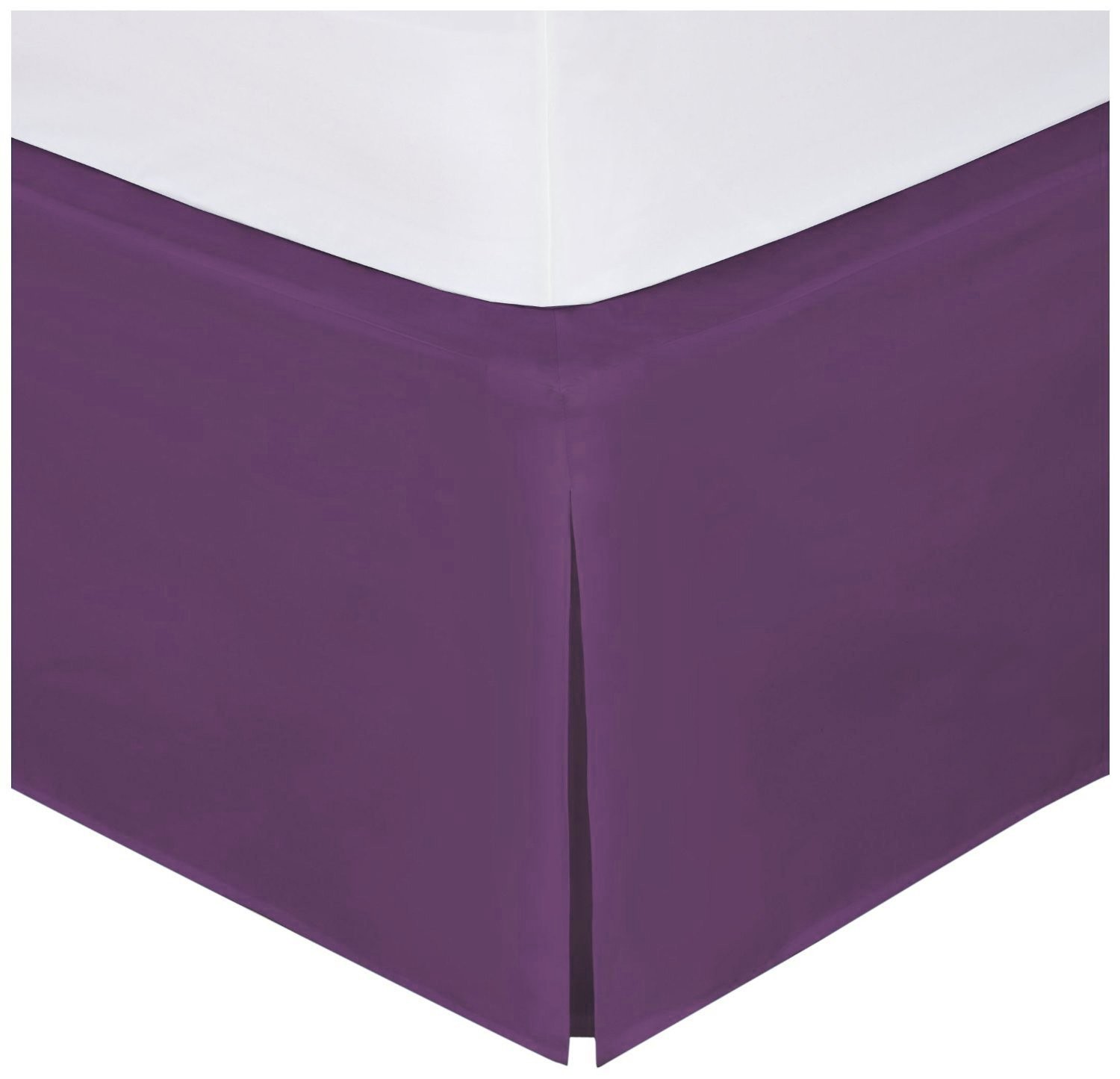 Linen Plus Full Size Luxury Tailored Bed Skirt 14" Drop Full, Dark Purple