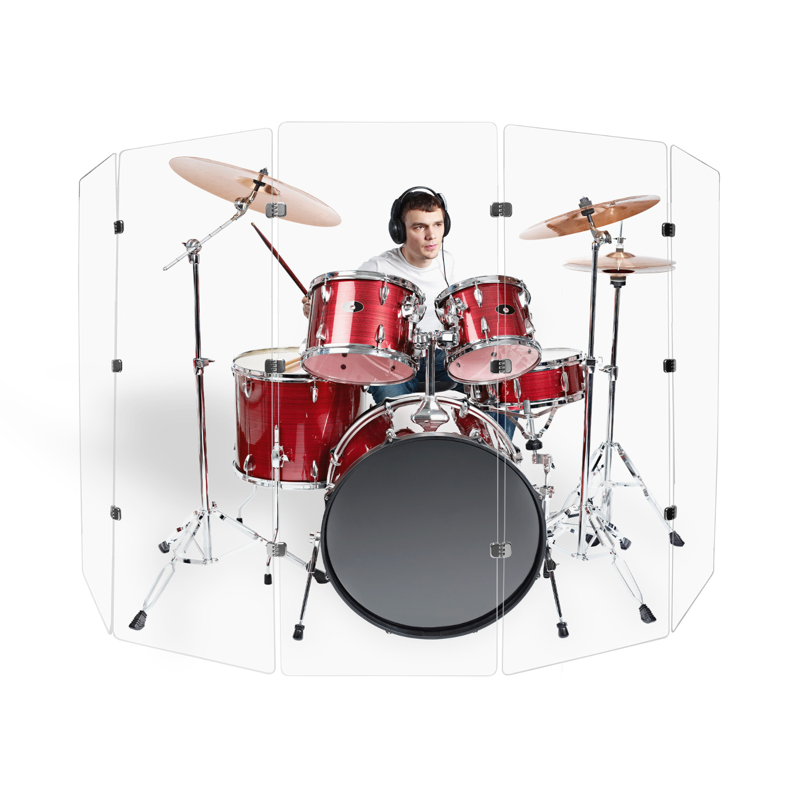 Drum shield 5 section drum shield / Noise Isolating / Chrome Hinge / USA MADE!