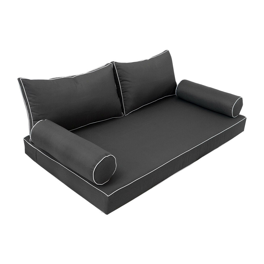 COVER ONLY-Style2 Daybed Mattress Bolster Pillow Covers Contrast Trim Full-AD003