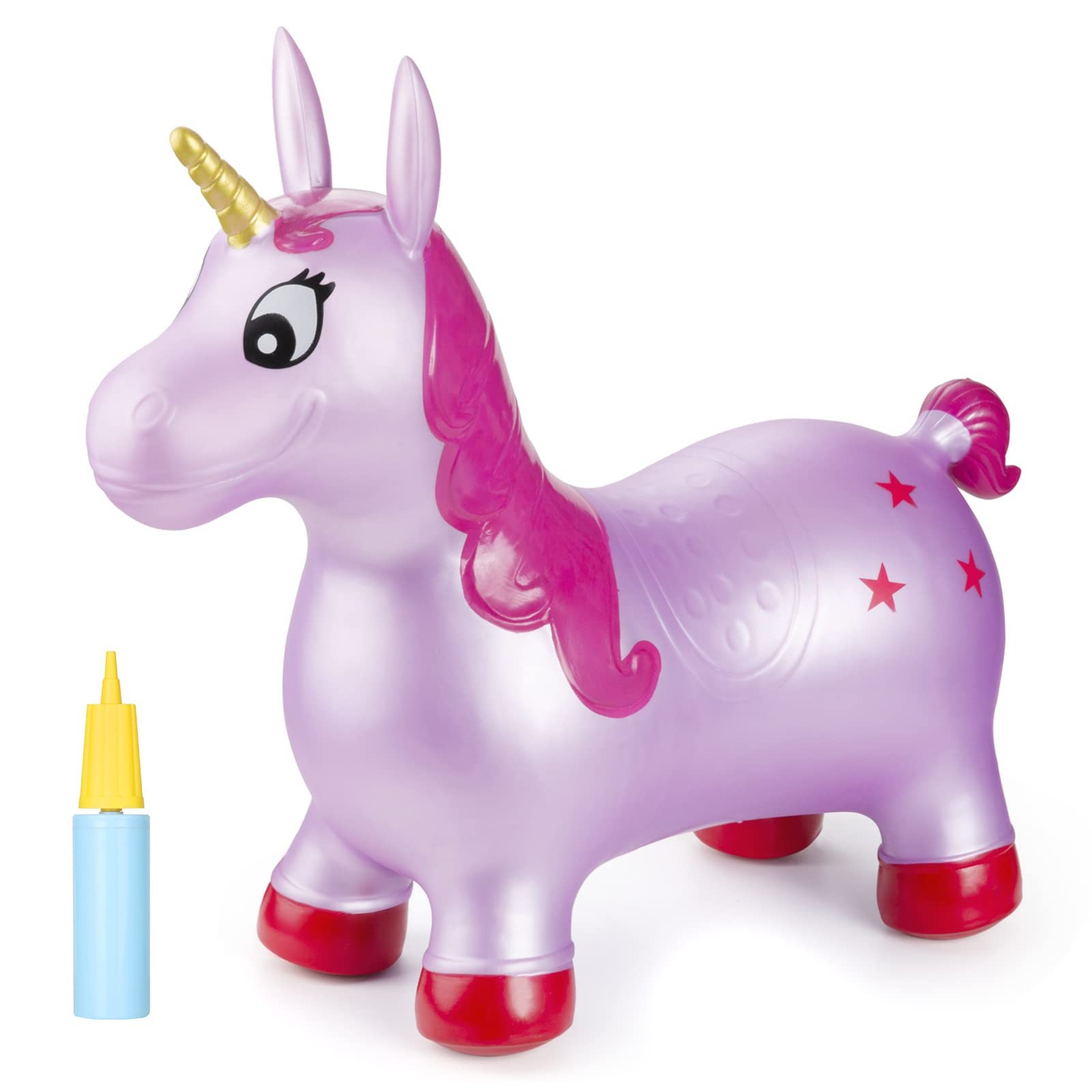 INPANY Unicorn Hopper, Horse Hopper, Bouncy Inflatable Animal Ride-on Toy for Ch