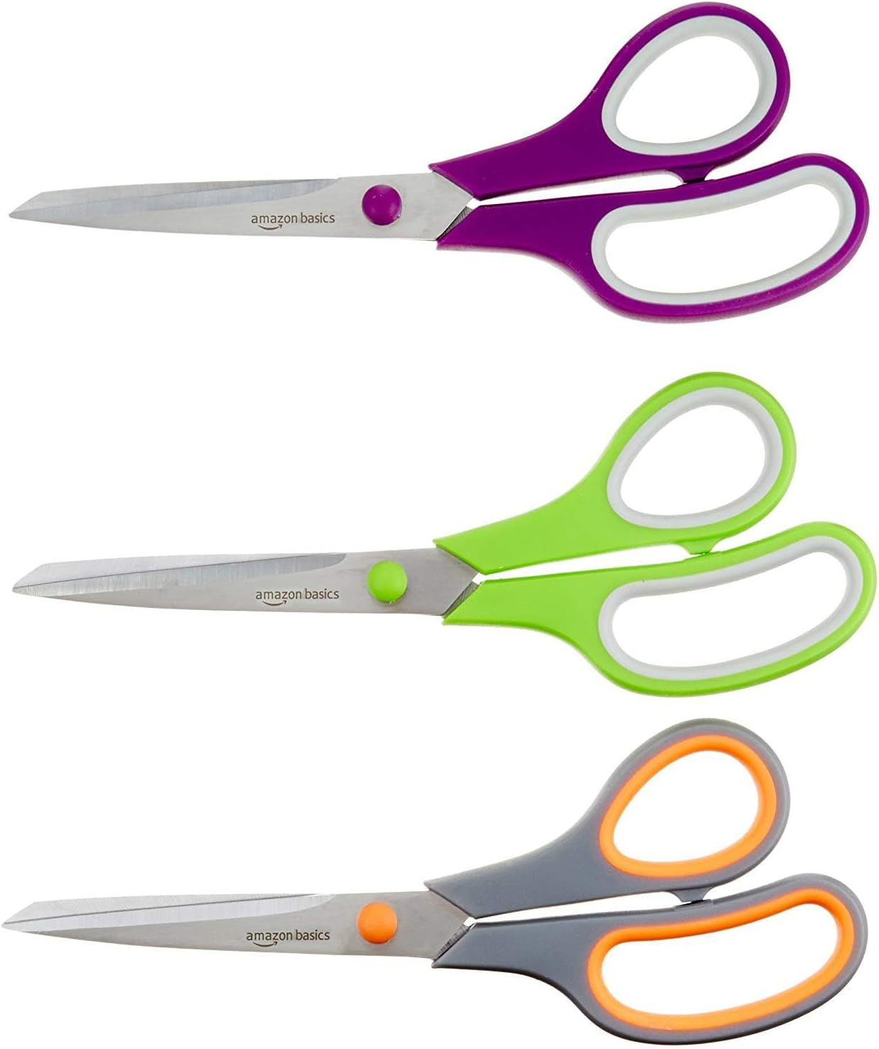 3 Pack Stainless Steel Scissors Sharp Comfort Grip for Office Craft Use