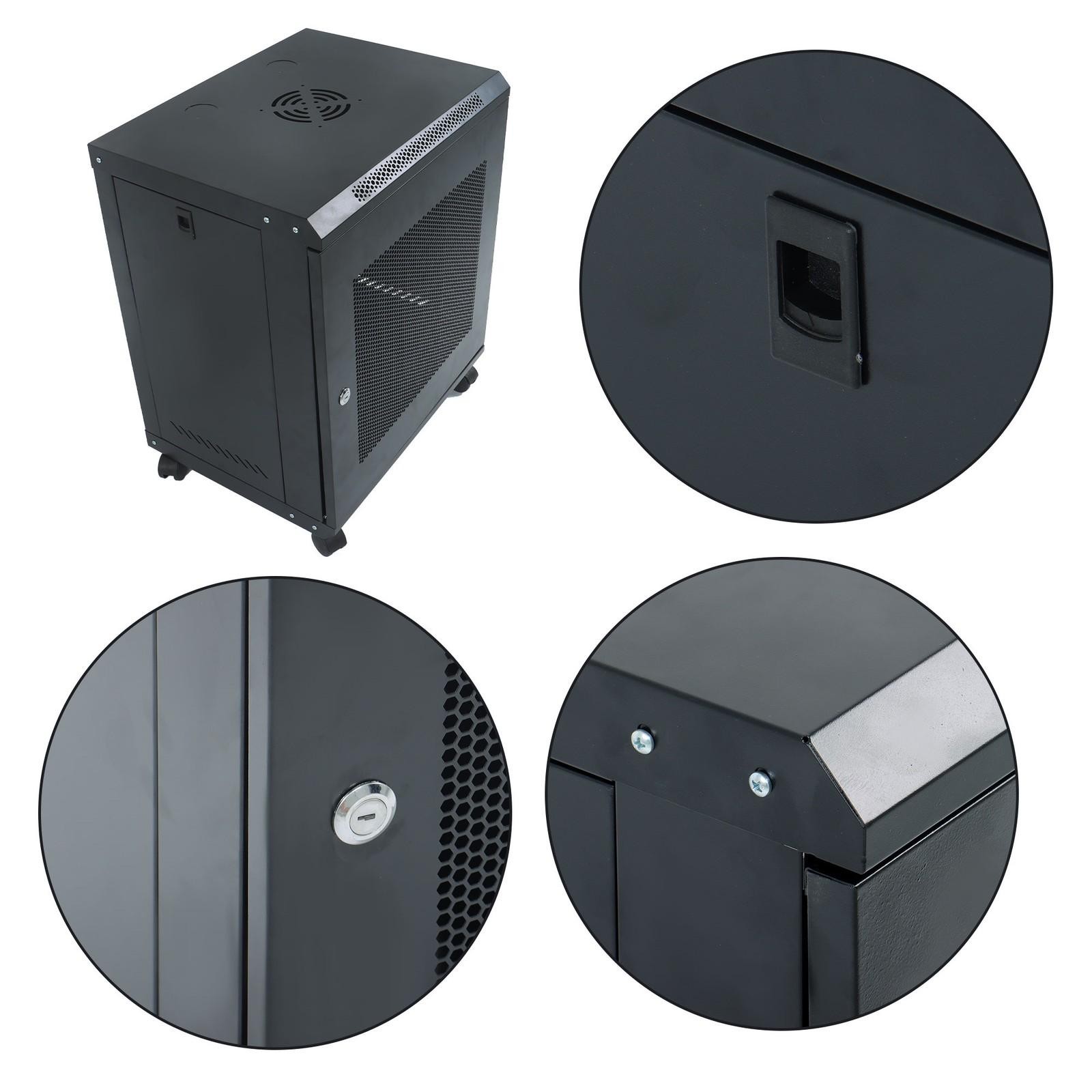 12U Wall Mount Rack Enclosure, 15.5" Deep, Secure Locking Door