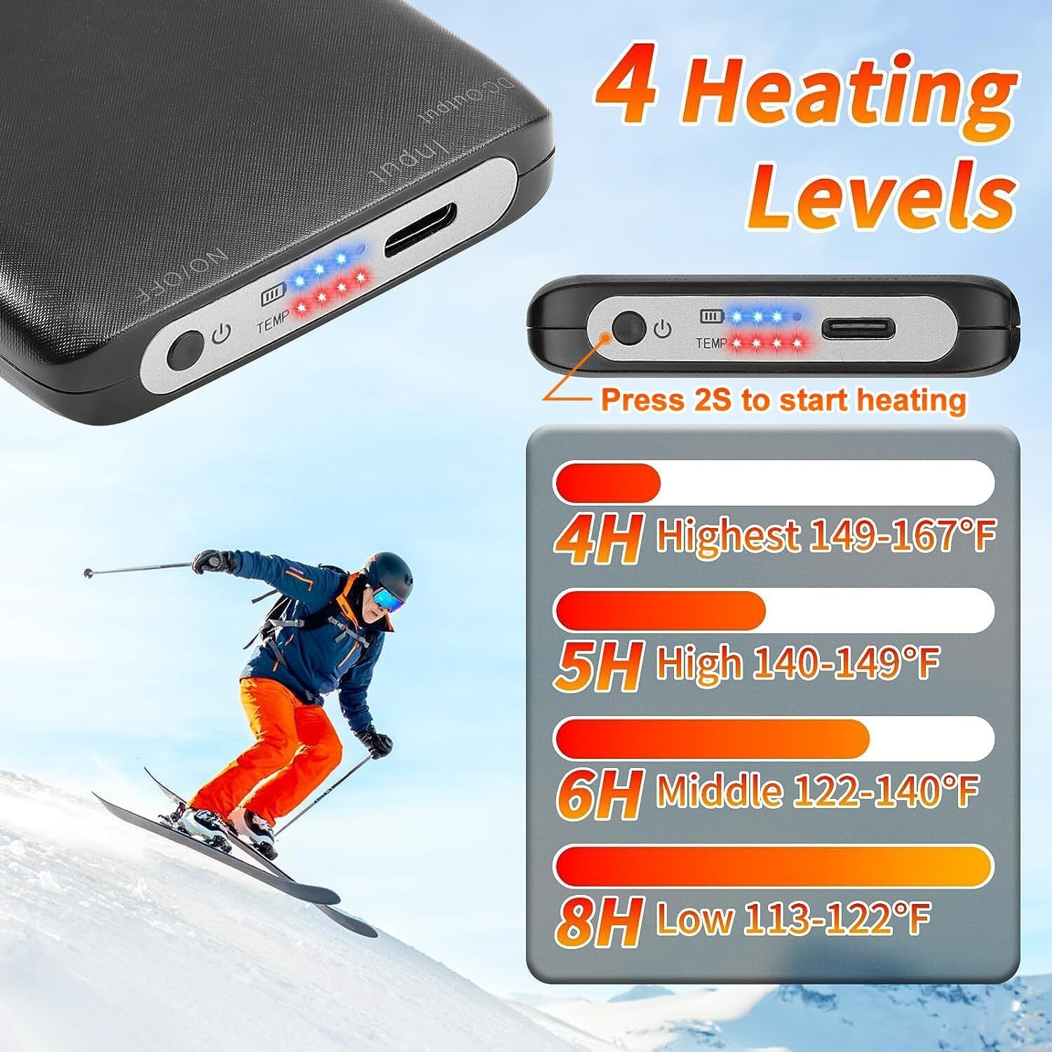 USB Electric Heated Socks Rechargeable Men Women Winter Foot Warmer W/ 2 Battery