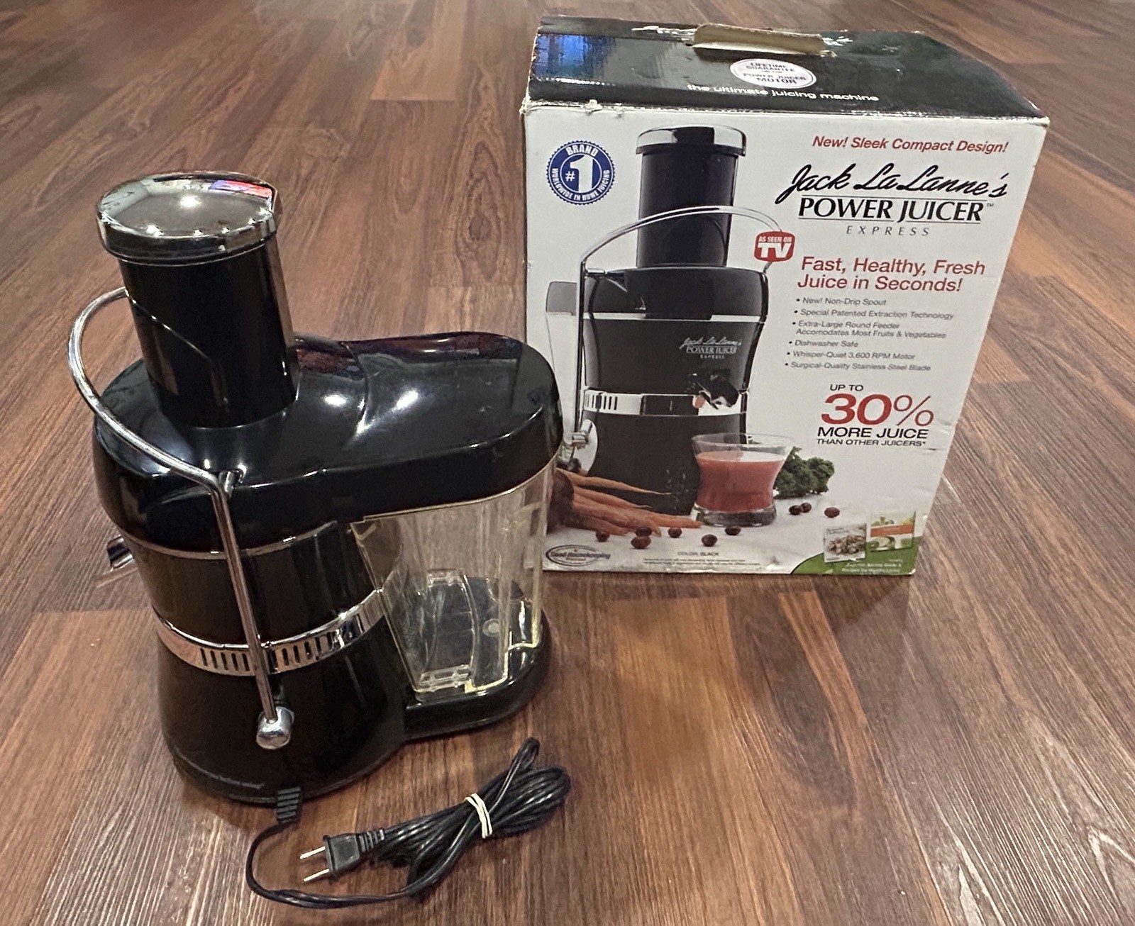 Jack LaLanne Power Juicer Express Model MT-1020 Black Works! Tested!