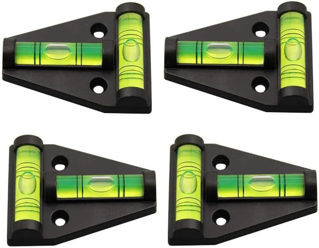 4Pcs RV T Level Cross Check Levelers Bubble Levels Use for RVs, Camper, Black