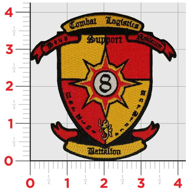 MARINE CORPS 8TH COMBAT LOGISTICS BATTALION PATCH WITH HOOK & LOOP