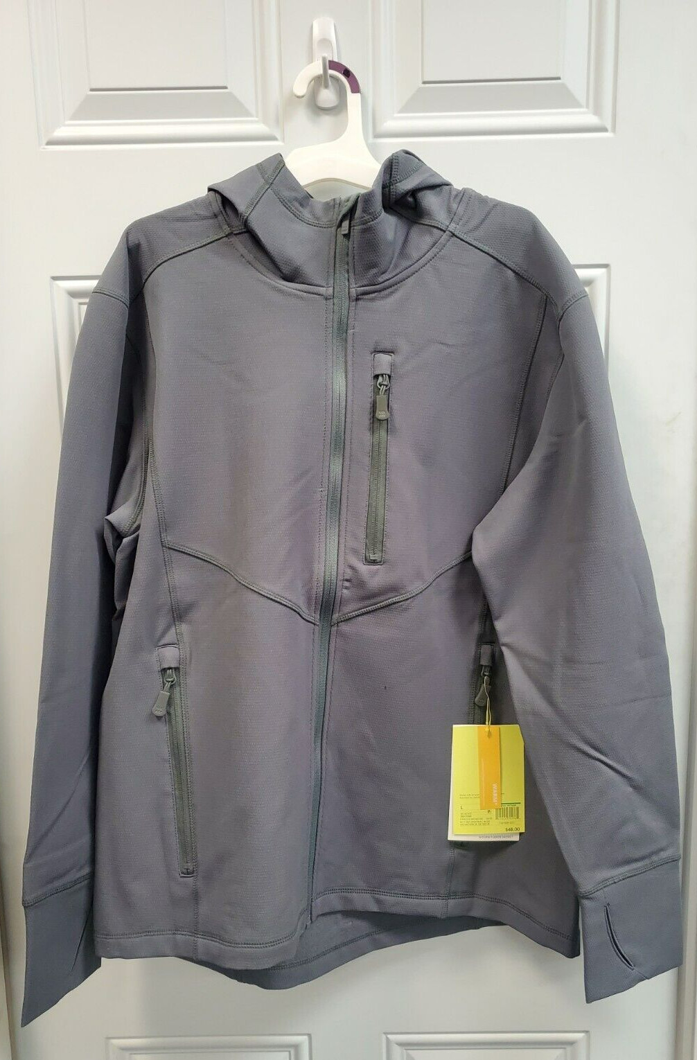 Men *Size L* Gray Water Repellent Woven Fleece or Windbreaker Jacket (4764) - 5A