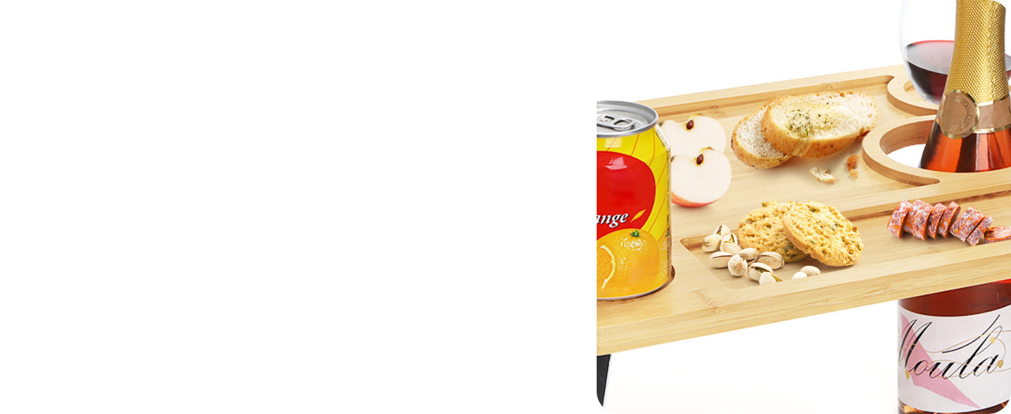 Portable Wine Picnic Table with Glass Holder, Foldable Durable Picnic