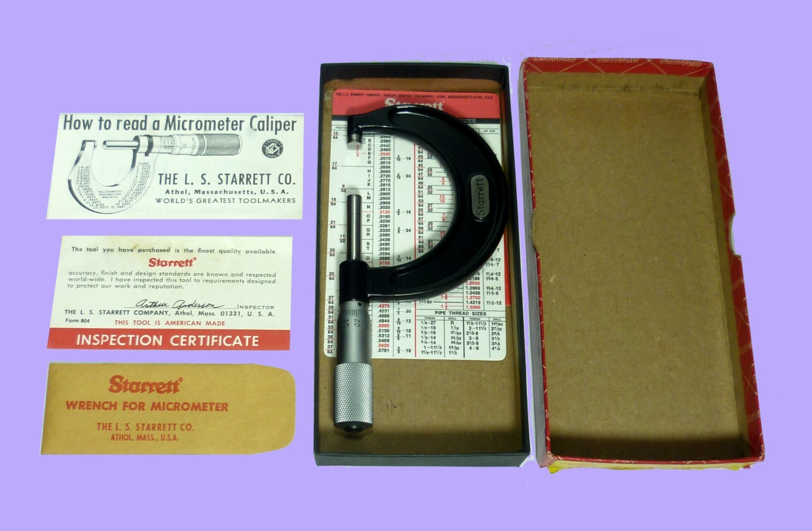 TOOLS - VINTAGE STARRETT OUTSIDE MICROMETER, NO. 436MPX, 50MM - NEAR MINT COND